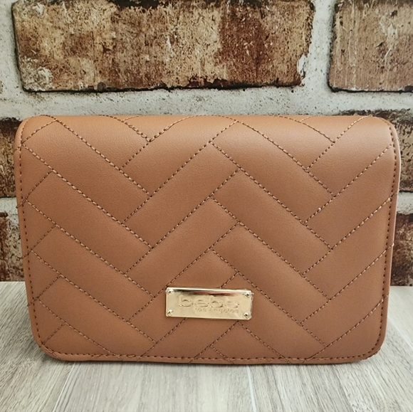 bebe Handbags - bebe Quilted Sophia Dark Blush Crossbody Bag NWT